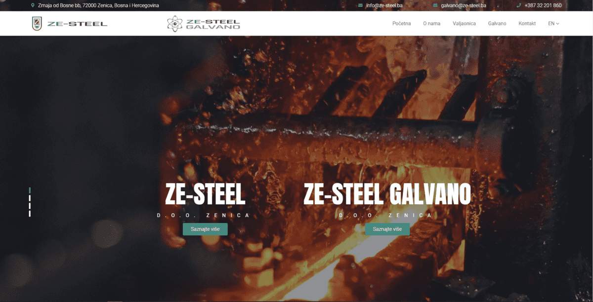 Website for "ZeSteel d.o.o."